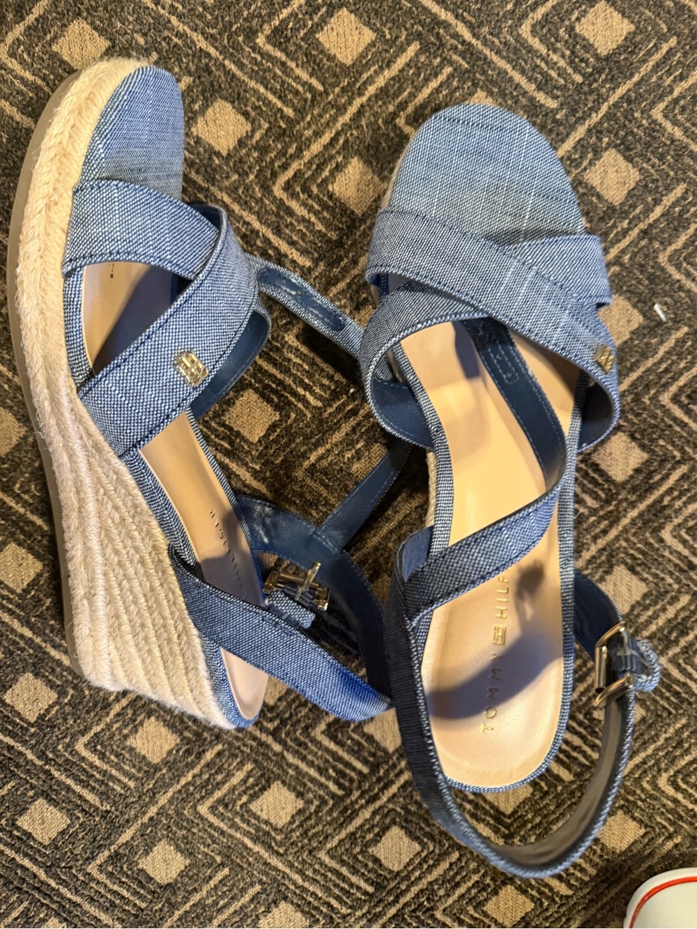 Tommy Hilfiger Denim Blue Espadrille Wedge Sandals